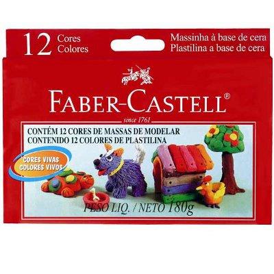 Massa de modelar a base de cera 12 cores Faber Castell.