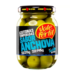 Azeitonas temperada sabor Anchova Vale Fértil 150g Azeitonas temperada sabor Anchova Vale Fértil 150g