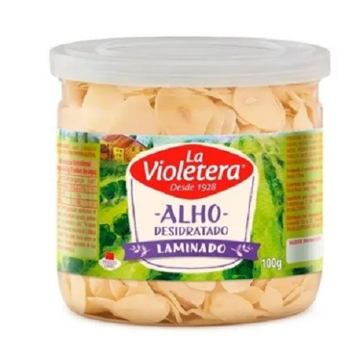 Alho desidratado e laminado la violetera 100g Alho desidratado e laminado la violetera 100g