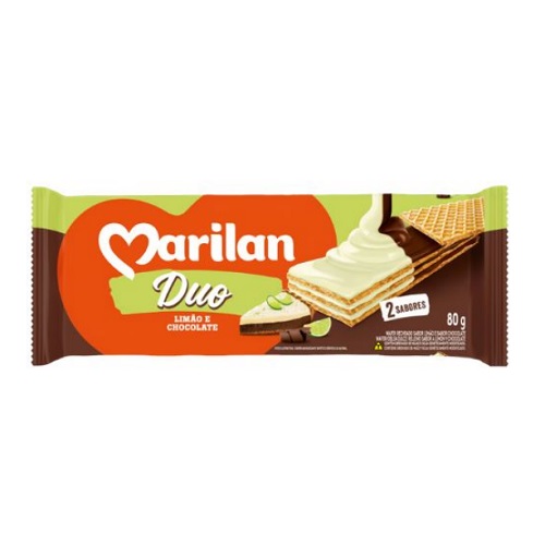 Biscoito Wafer Marilan Duo Limão e Chocolate 80g Biscoito Wafer Marilan Duo Limão e Chocolate 80g
