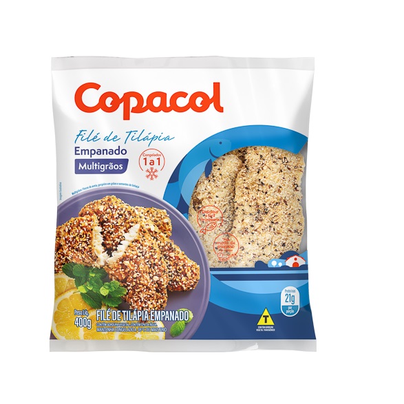 Filé De Tilápia Multigrãos Empanado Copacol 400g Filé De Tilápia Multigrãos Empanado Copacol 400g