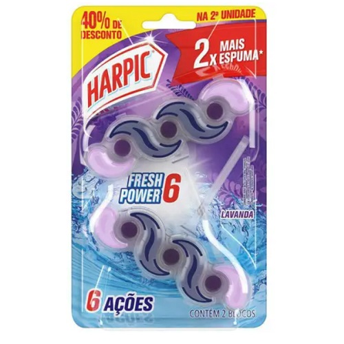 Bloco Sanitário Harpic Fresh Power 6 Lavanda 2 unidades Bloco Sanitário Harpic Fresh Power 6 Lavanda 2 unidades