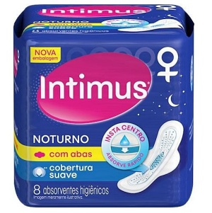 Absorvente Intimus gel Noturno com abas cobertura suave Absorvente Intimus gel Noturno com abas cobertura suave